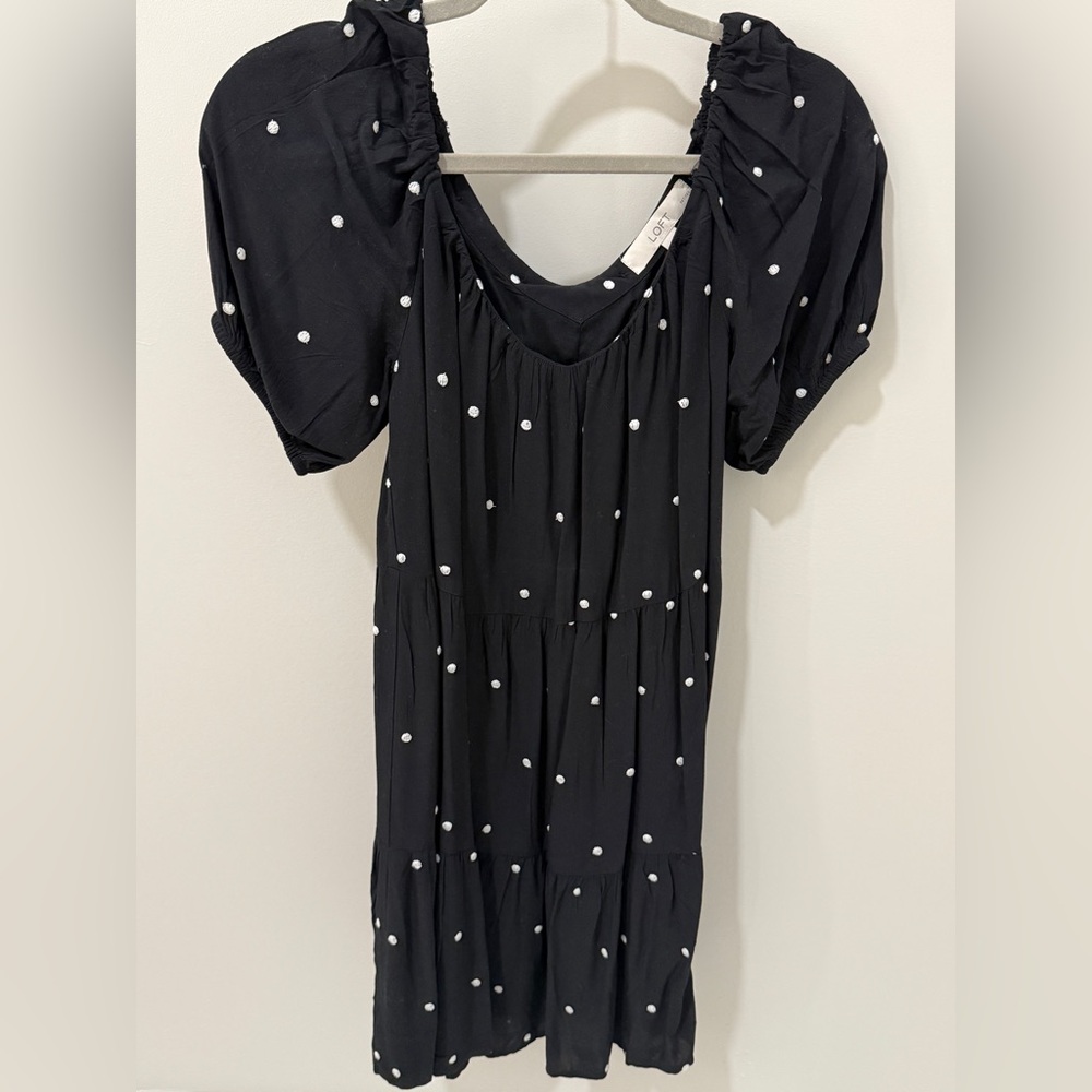 LOFT Black and White Polka Dot Mini Dress